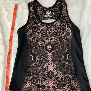 Black Lace Pattern Tank Top Inknburn XS hemmed to race length see pics